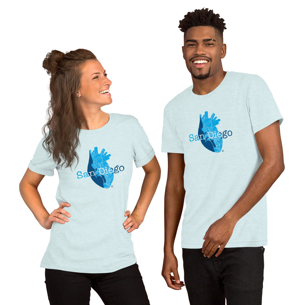 San Diego Pulse Heart #4 – Sky Flow Edition Tee - City Text