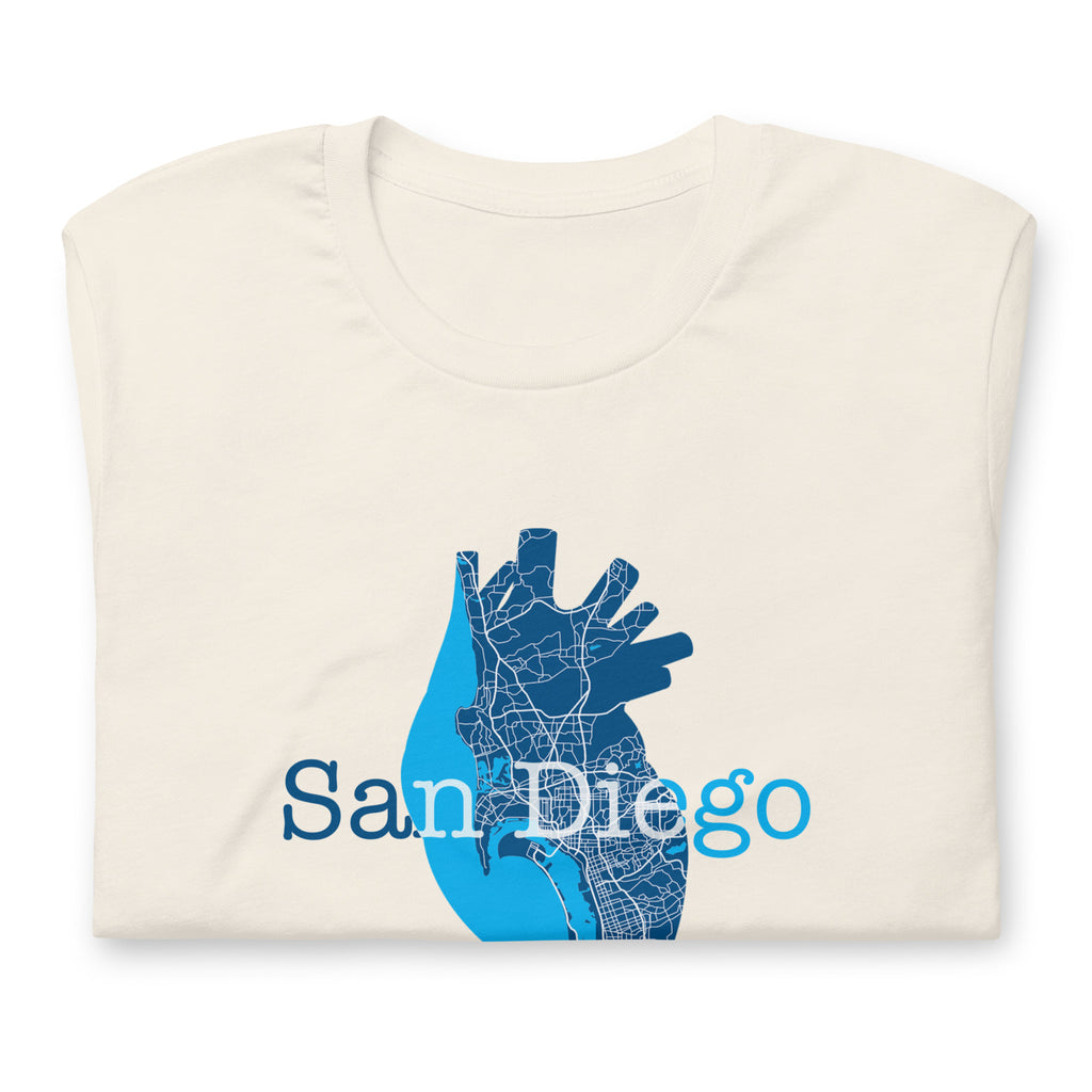 San Diego Pulse Heart #3 – Midnight Contrast Edition Tee - City Text