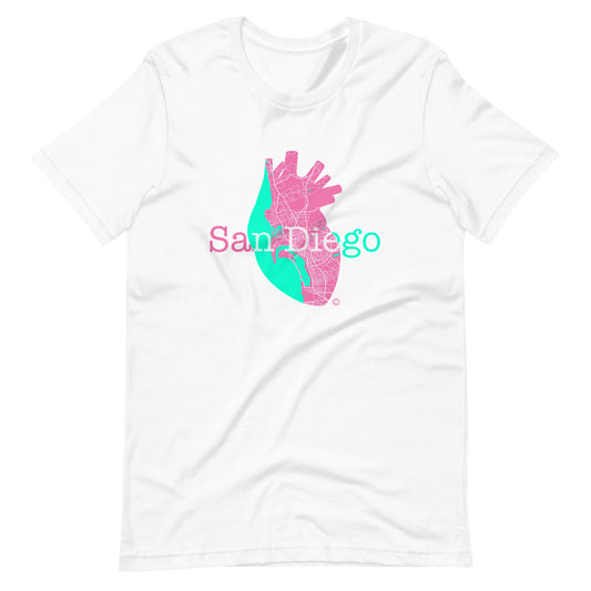 San Diego's Pink Heart Unisex t-shirt