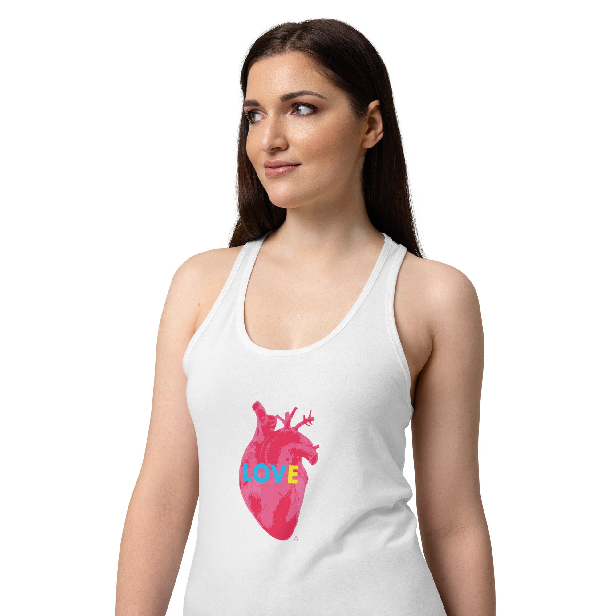 Pink Love Heart Racerback Tank Top