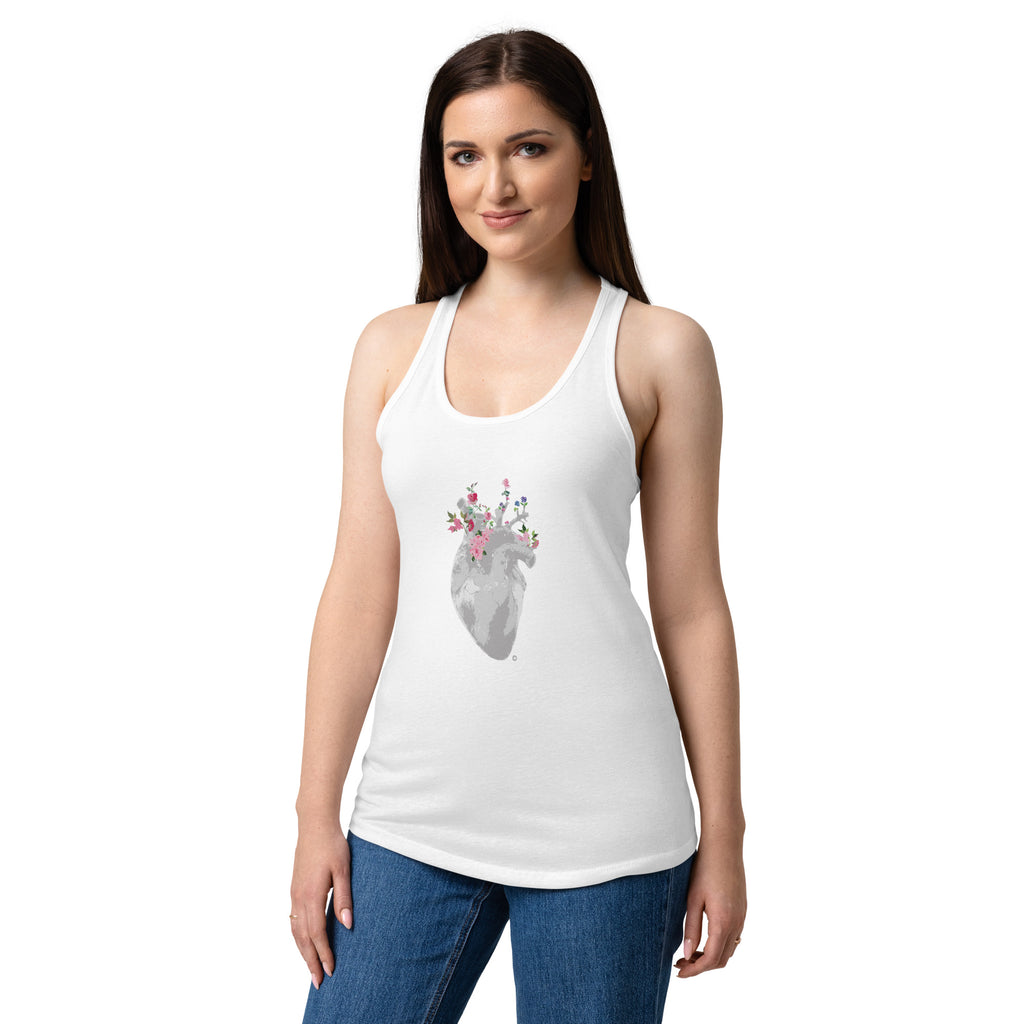 Soft Bloom Heart Racerback Tank Top