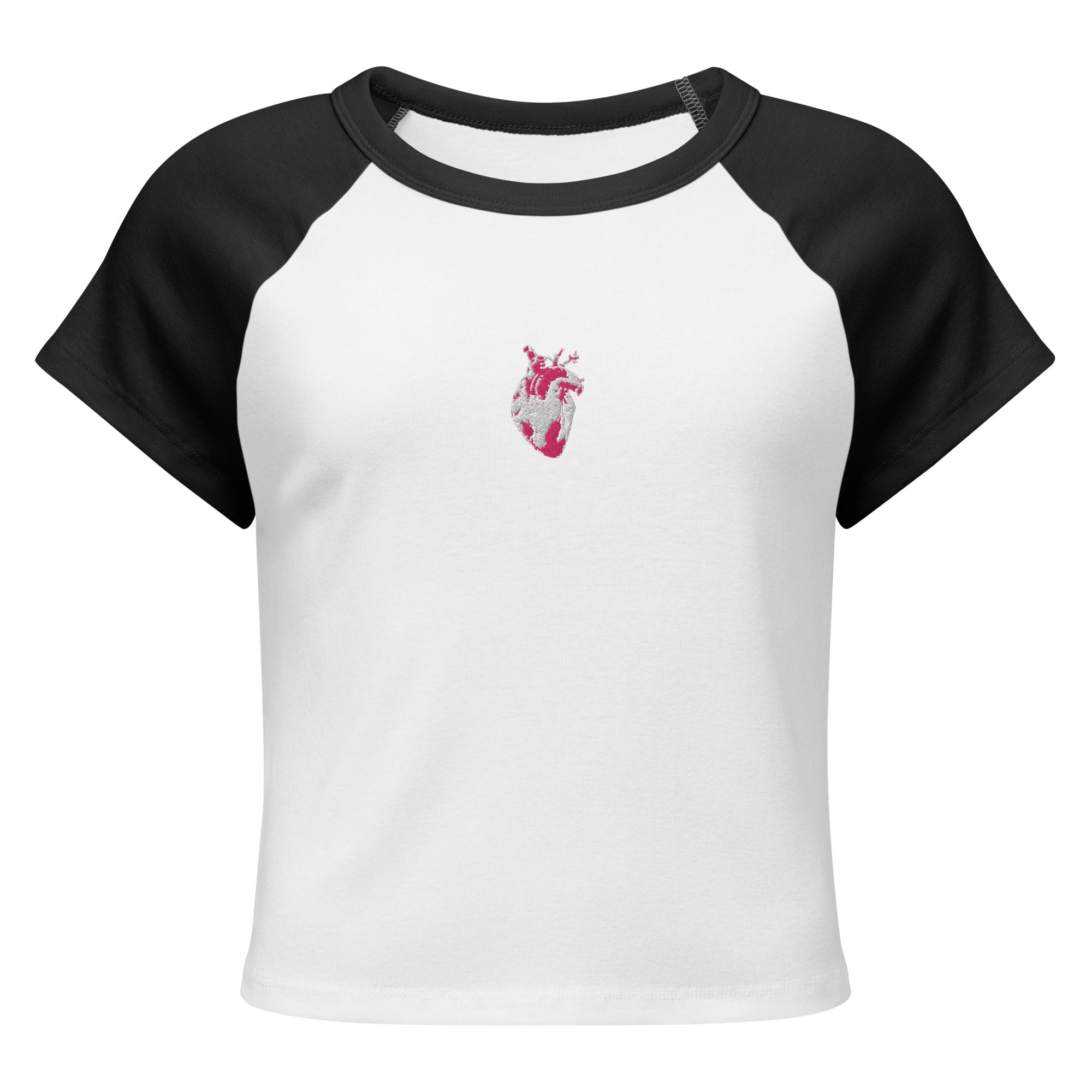 Atomic Heart Baby Tee - Pink & White Embroidery | Krydn – krydn