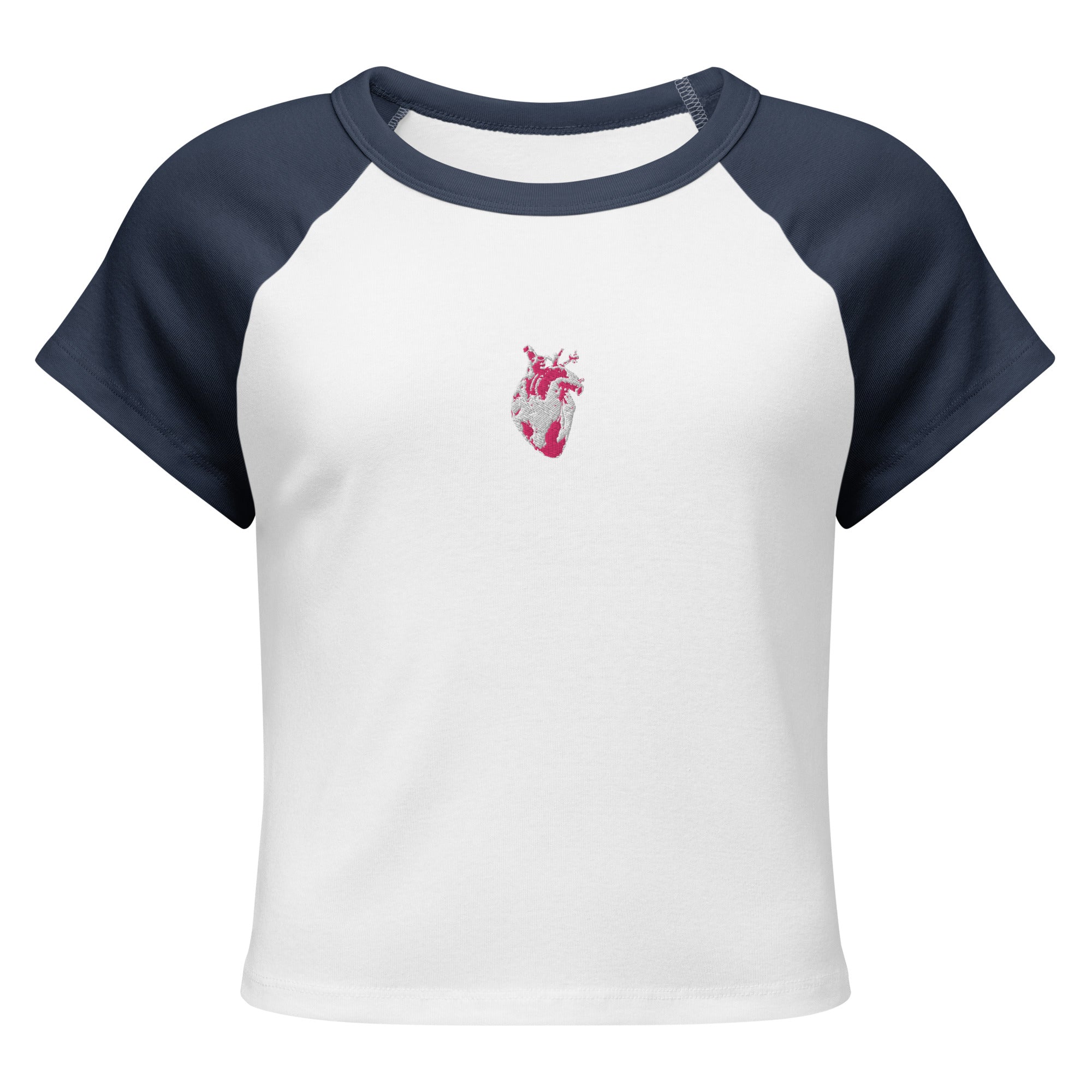 Atomic Heart Baby Tee - Pink & White Embroidery | Krydn – krydn