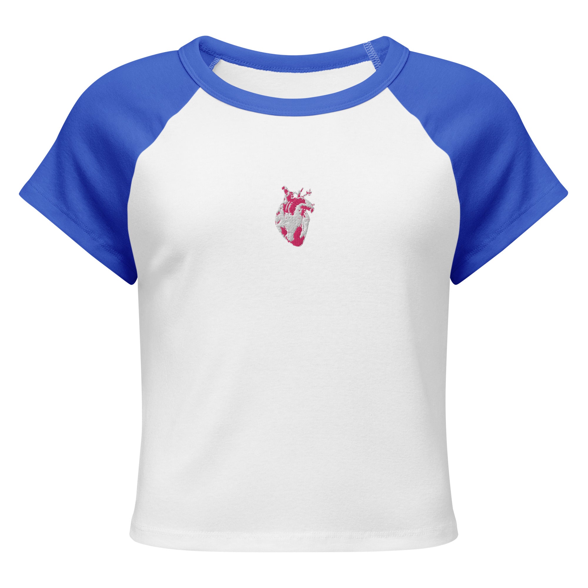 Atomic Heart Baby Tee - Pink & White Embroidery | Krydn – krydn