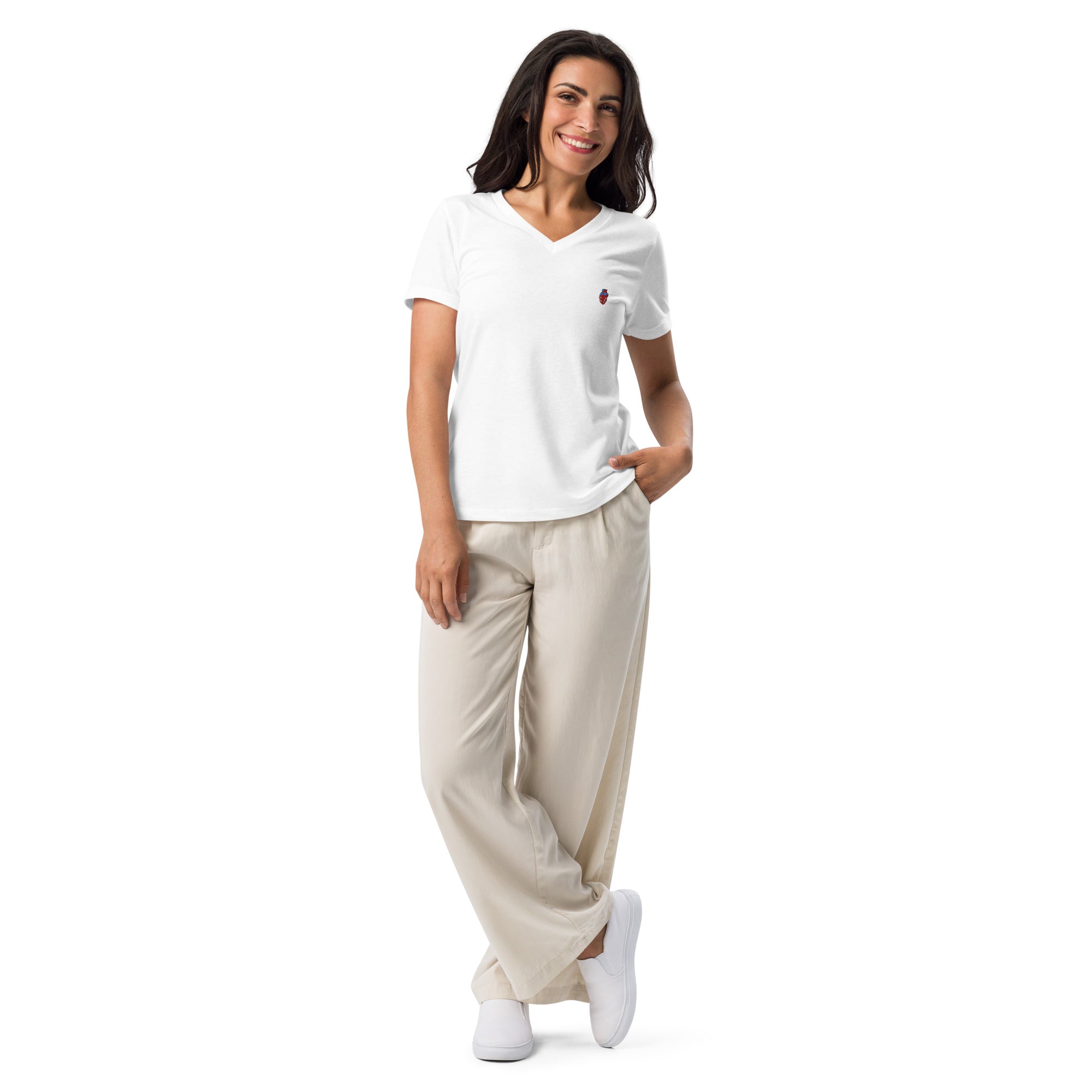 Nova Heart Relaxed V-Neck Embroidered Tee