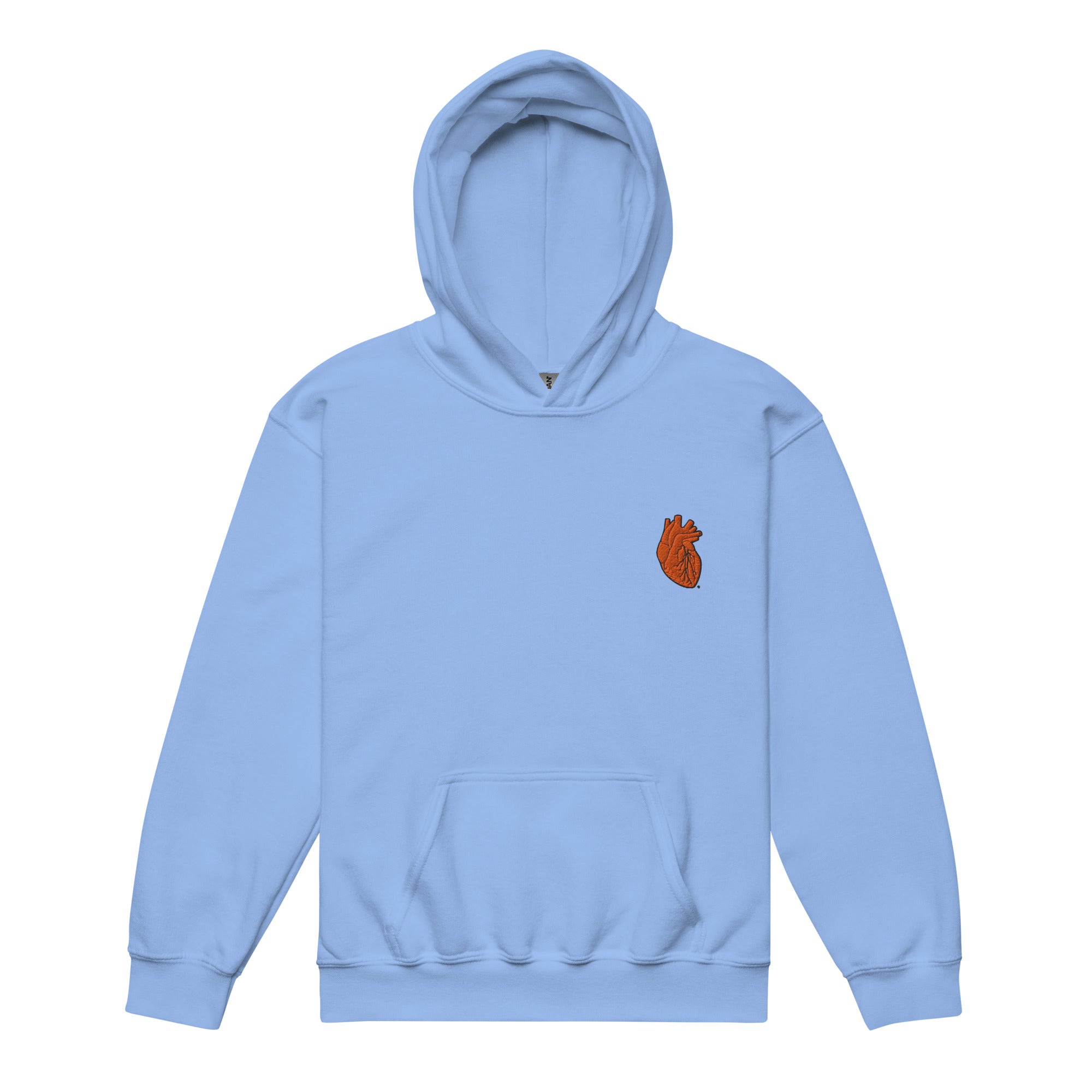 Iconic Heart Kids Hoodie - Orange & Black Embroidery
