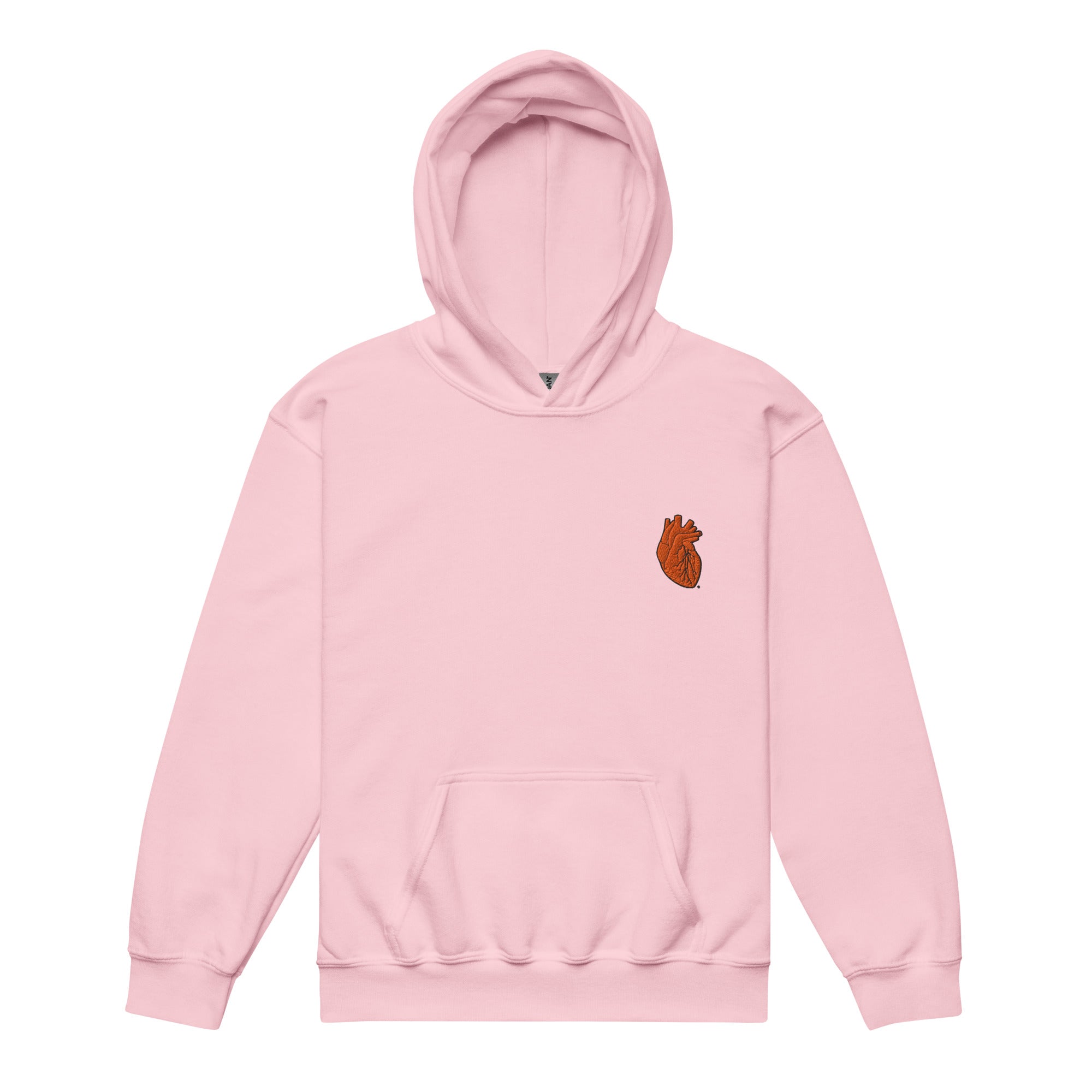 Iconic Heart Kids Hoodie - Orange & Black Embroidery
