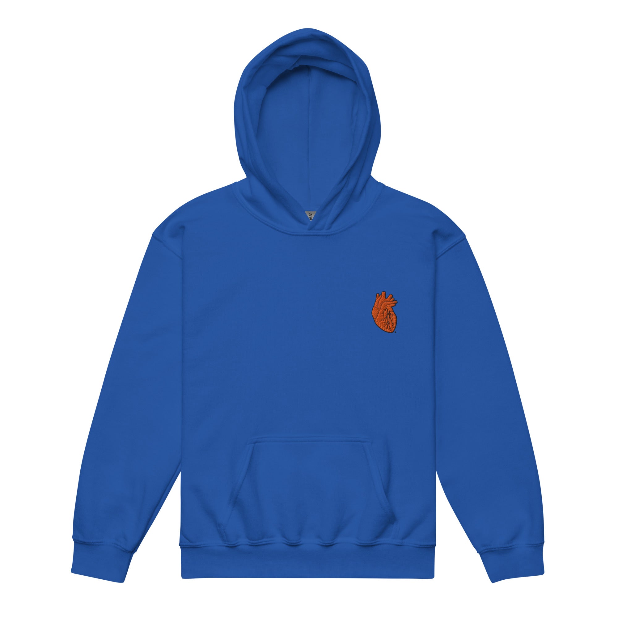 Iconic Heart Kids Hoodie - Orange & Black Embroidery