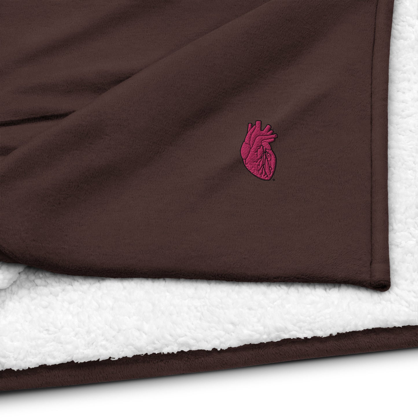 Embroidered Pink Heart Premium sherpa blanket