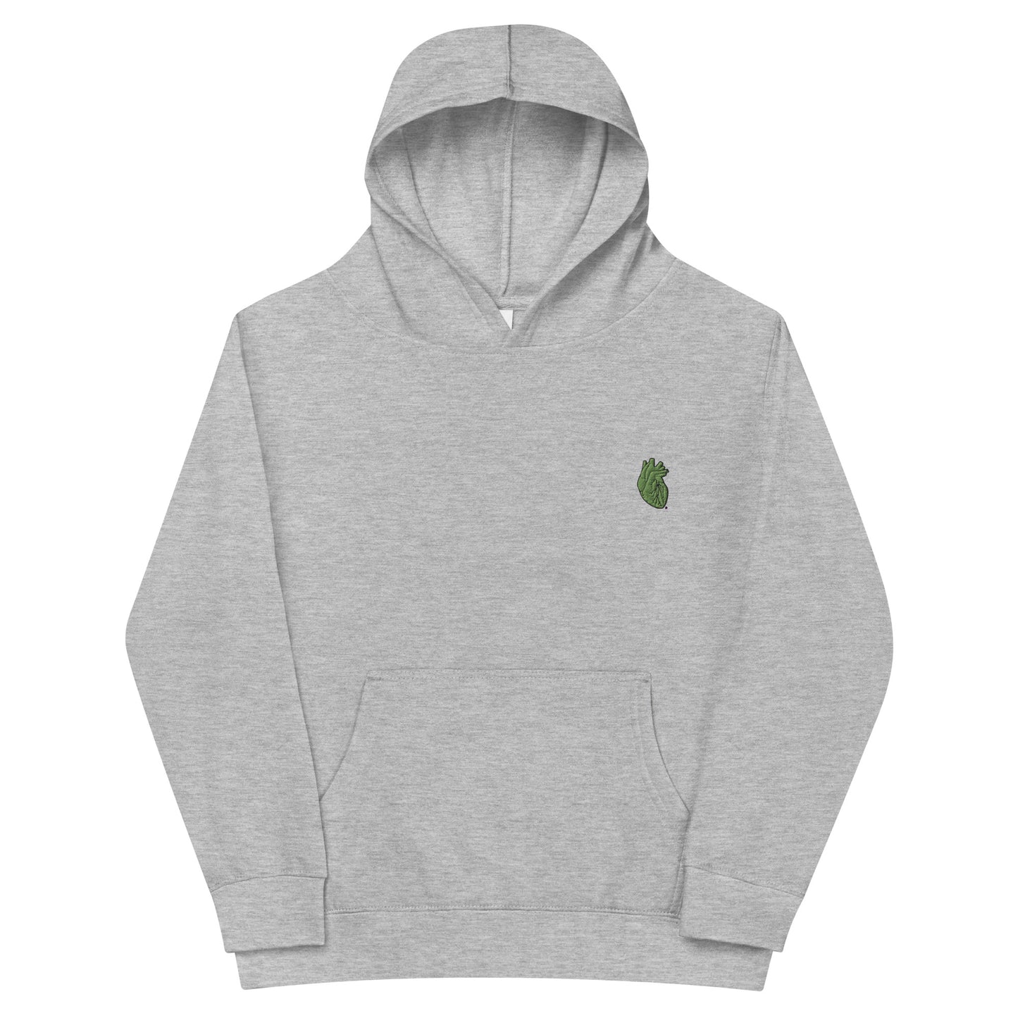 Embroidered Green Heart Kids fleece hoodie