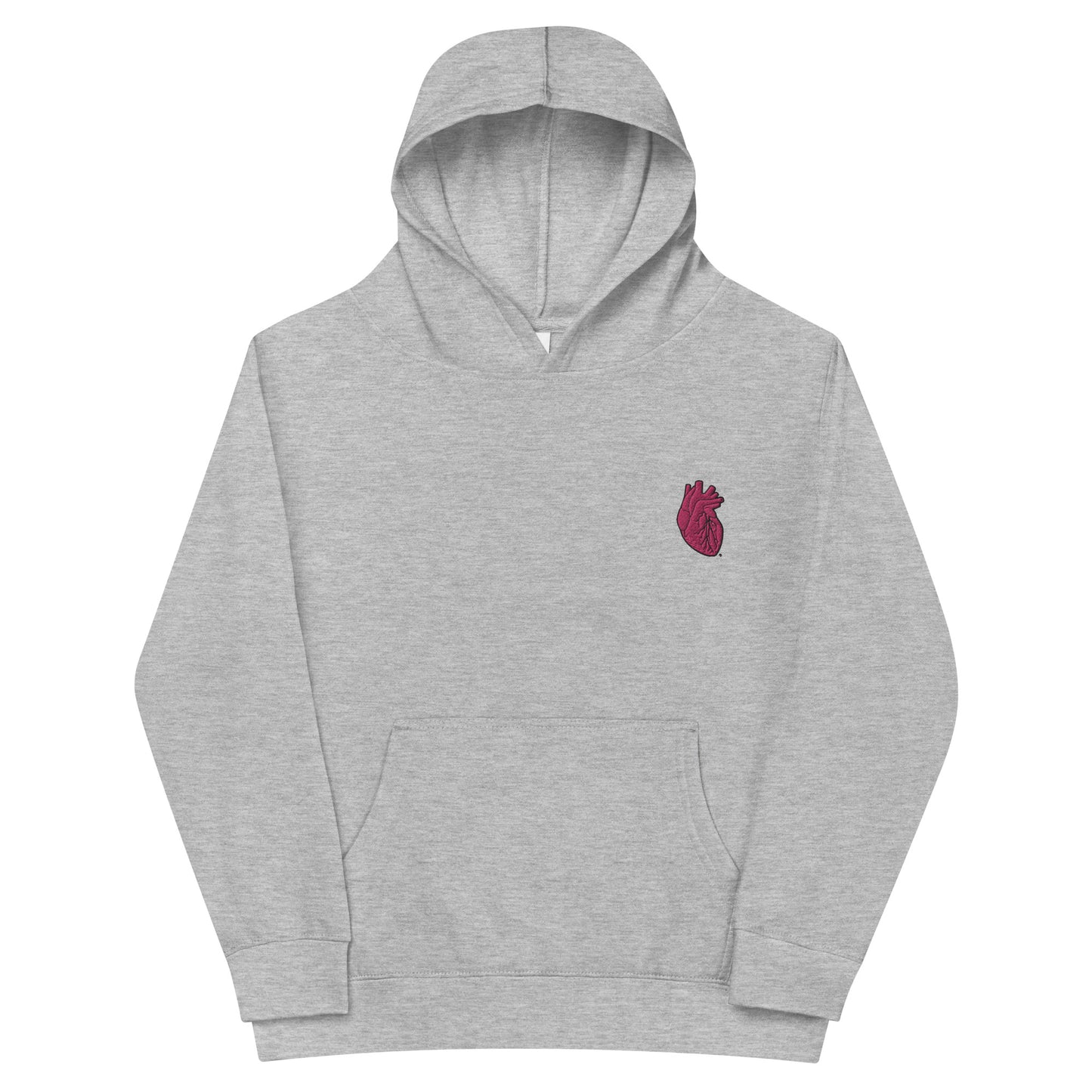 Embroidered Pink Heart Kids fleece hoodie