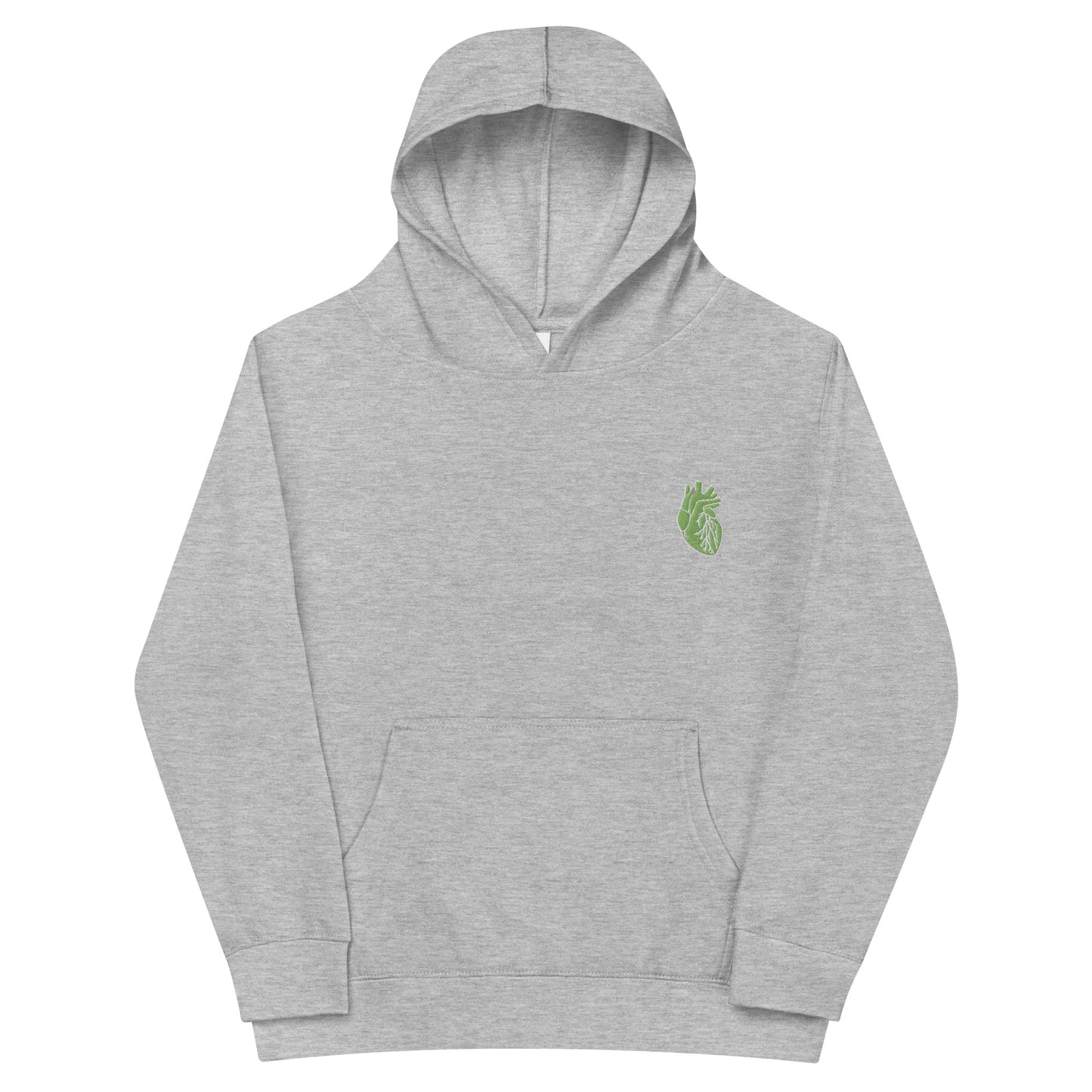 Embroidered Green&White Heart Kids fleece hoodie