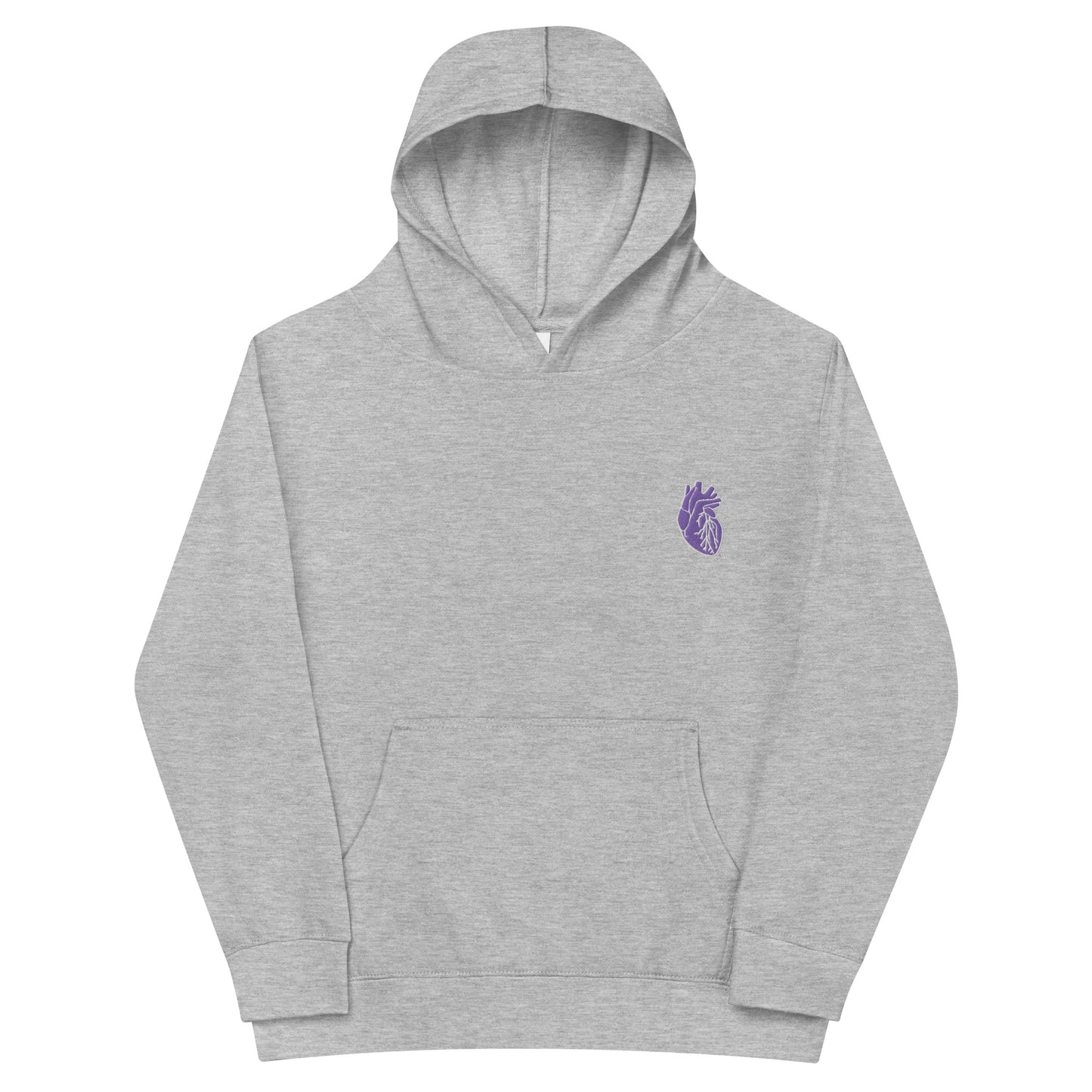 Embroidered Purple&White Heart Kids fleece hoodie