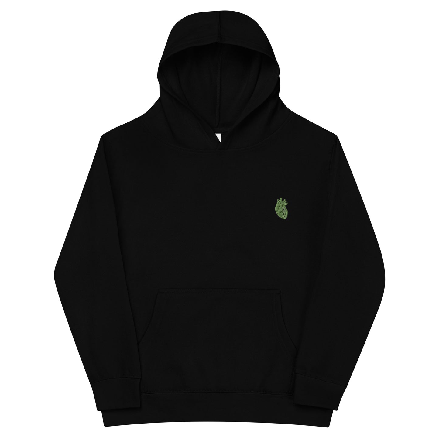 Embroidered Green Heart Kids fleece hoodie