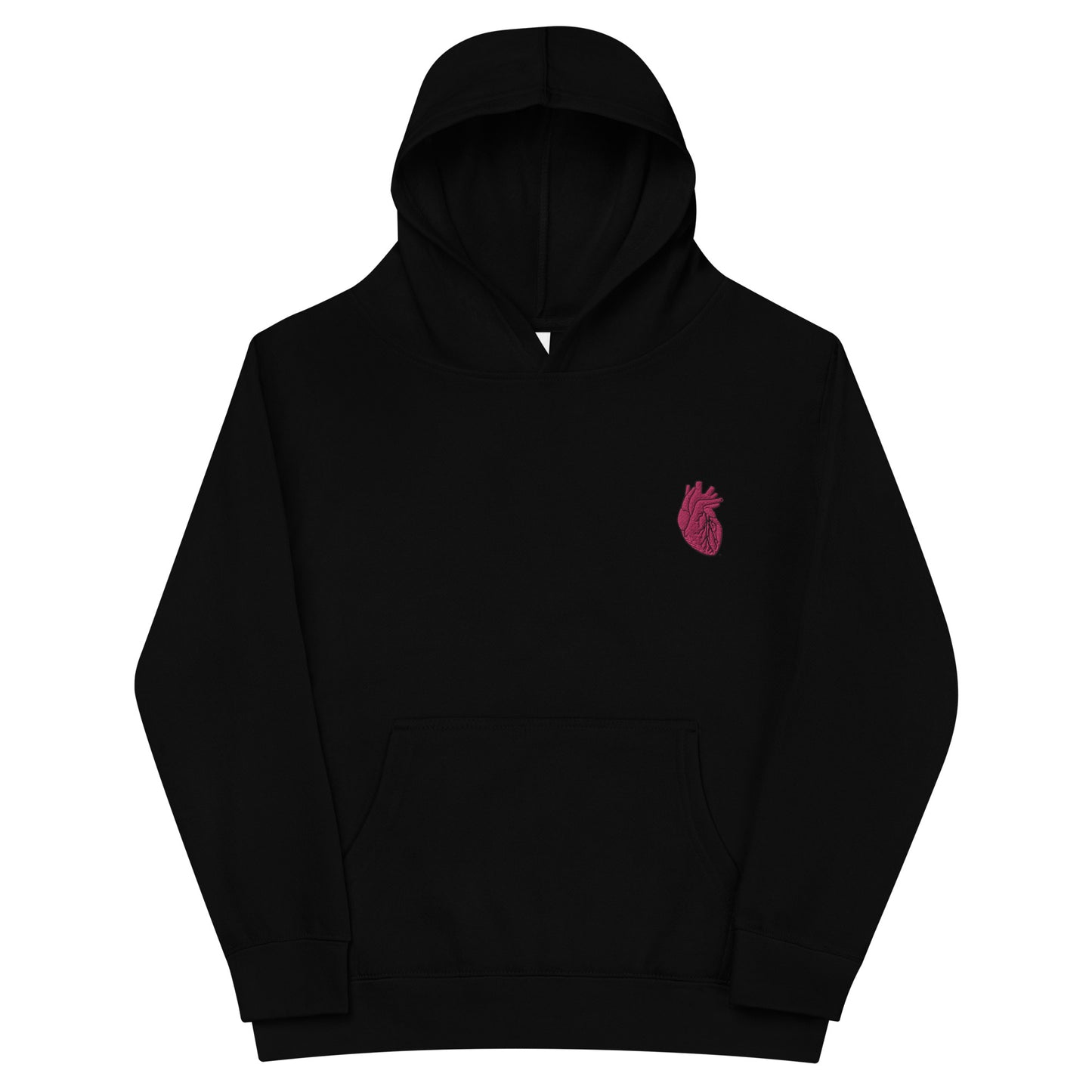 Embroidered Pink Heart Kids fleece hoodie