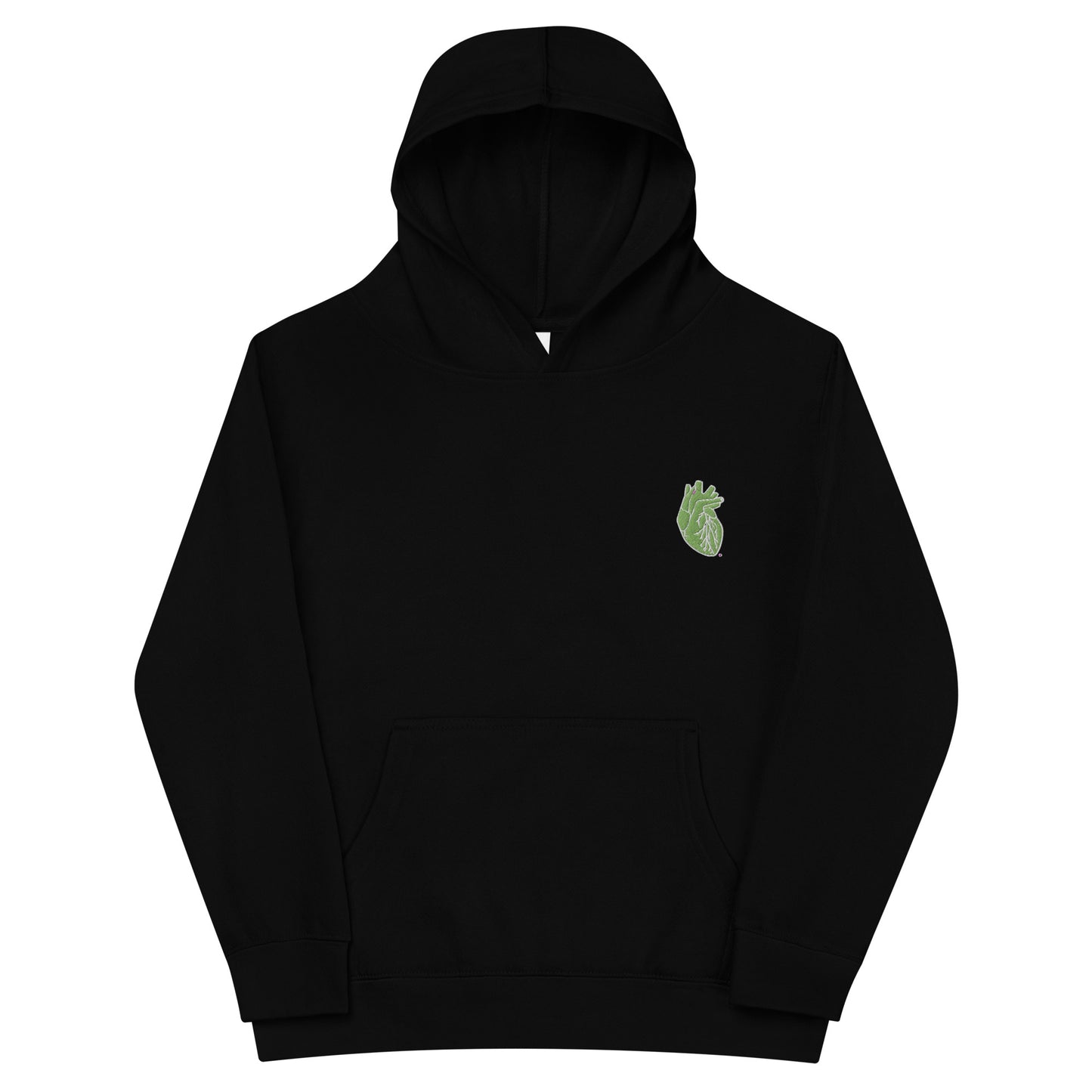 Embroidered Green&White Heart Kids fleece hoodie