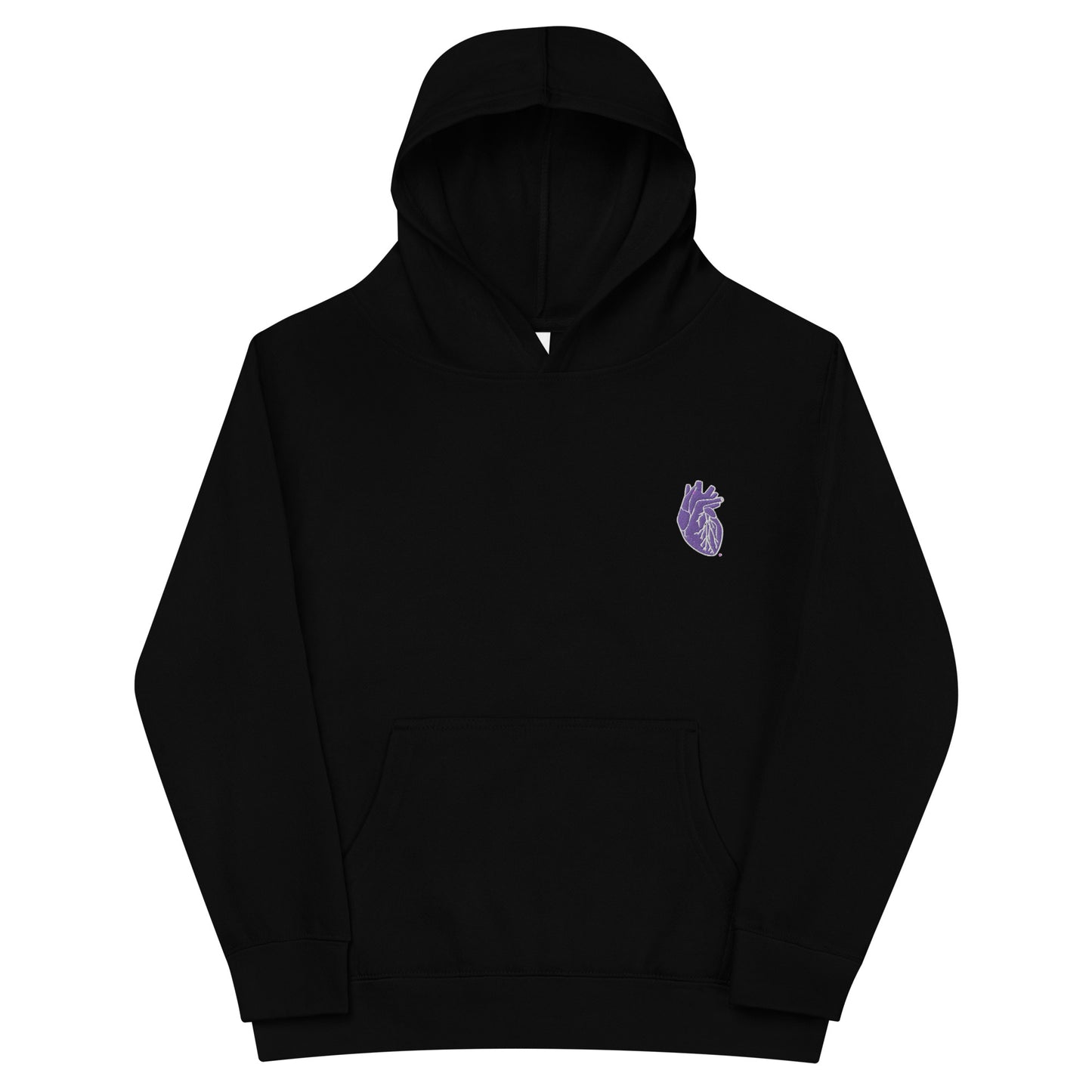 Embroidered Purple&White Heart Kids fleece hoodie