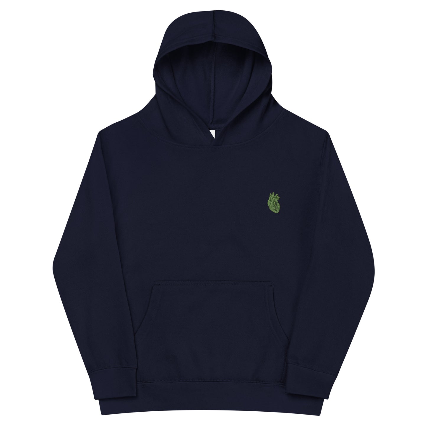 Embroidered Green Heart Kids fleece hoodie