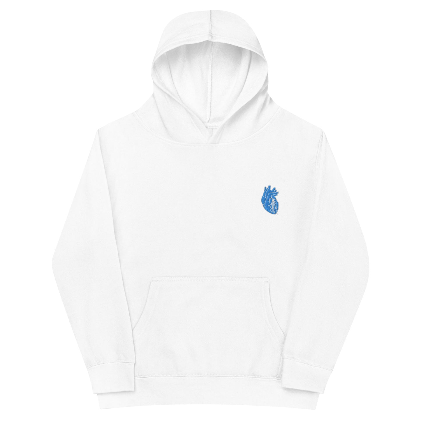 Embroidered Blue&White Heart Kids fleece hoodie