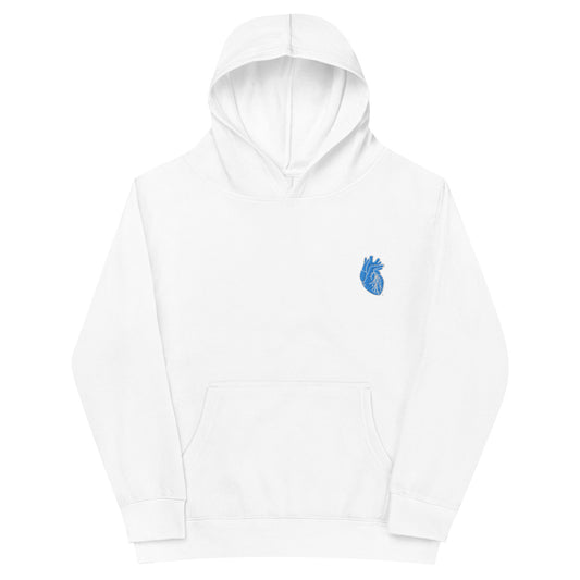 Embroidered Blue&White Heart Kids fleece hoodie