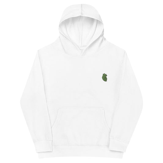 Embroidered Green Heart Kids fleece hoodie