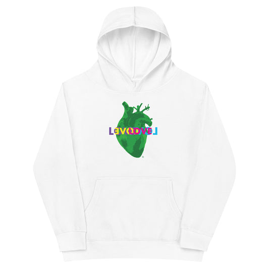 Green Love Heart #2 Kids fleece hoodie