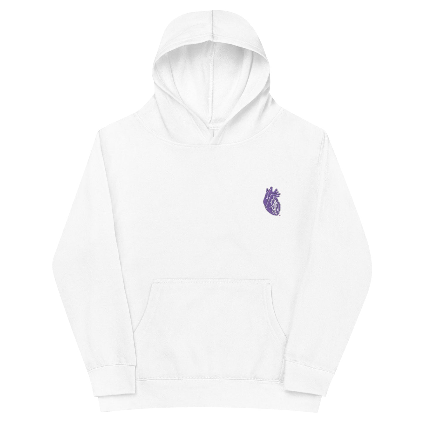 Embroidered Purple&White Heart Kids fleece hoodie