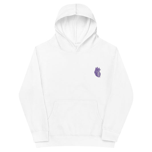 Embroidered Purple&White Heart Kids fleece hoodie