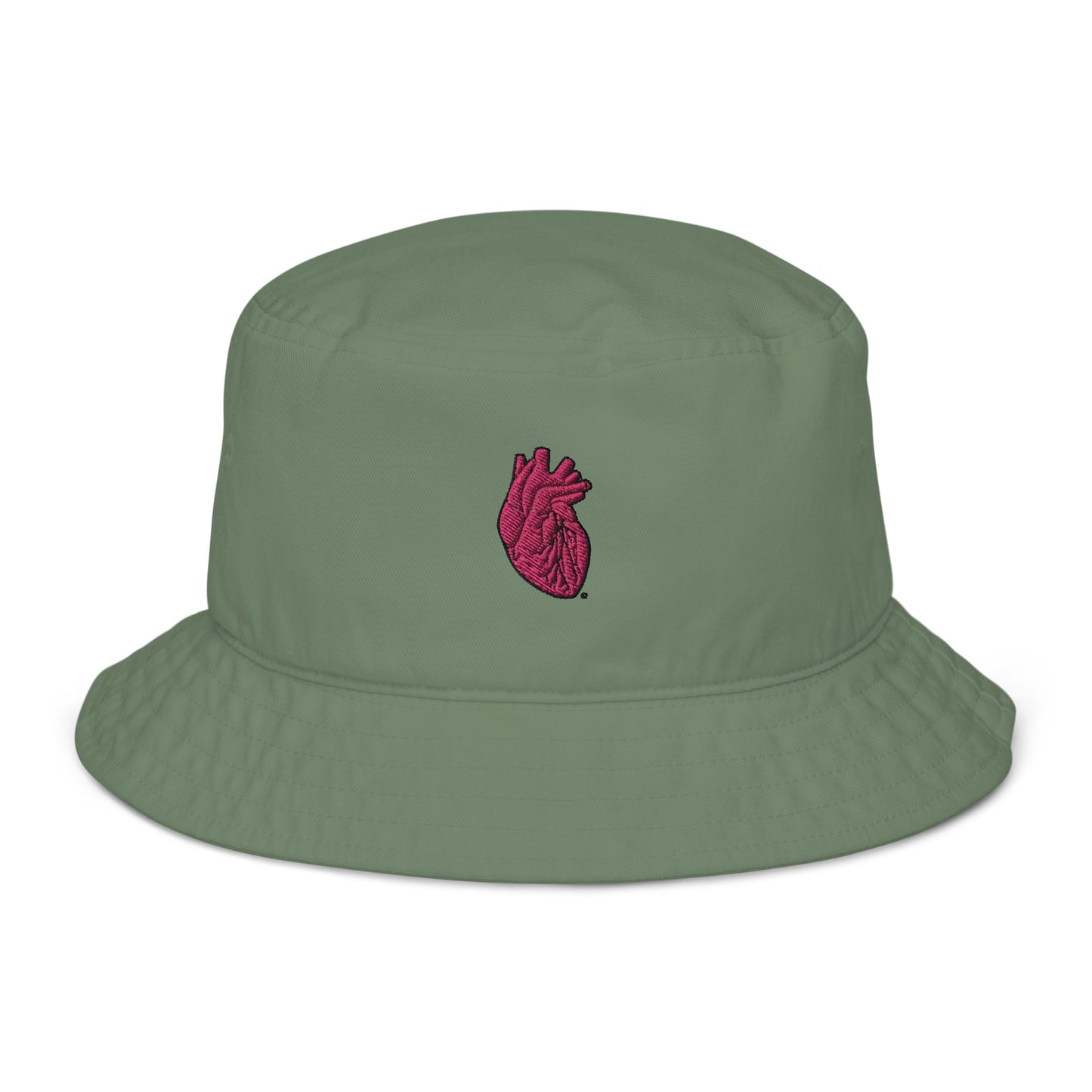 Embroidered Pink Heart Organic bucket hat