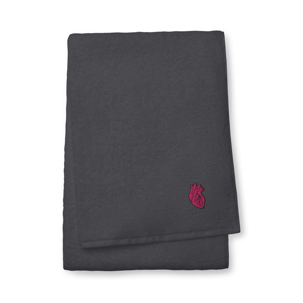 Iconic Heart Embroidered Turkish cotton towel -Pink & Black