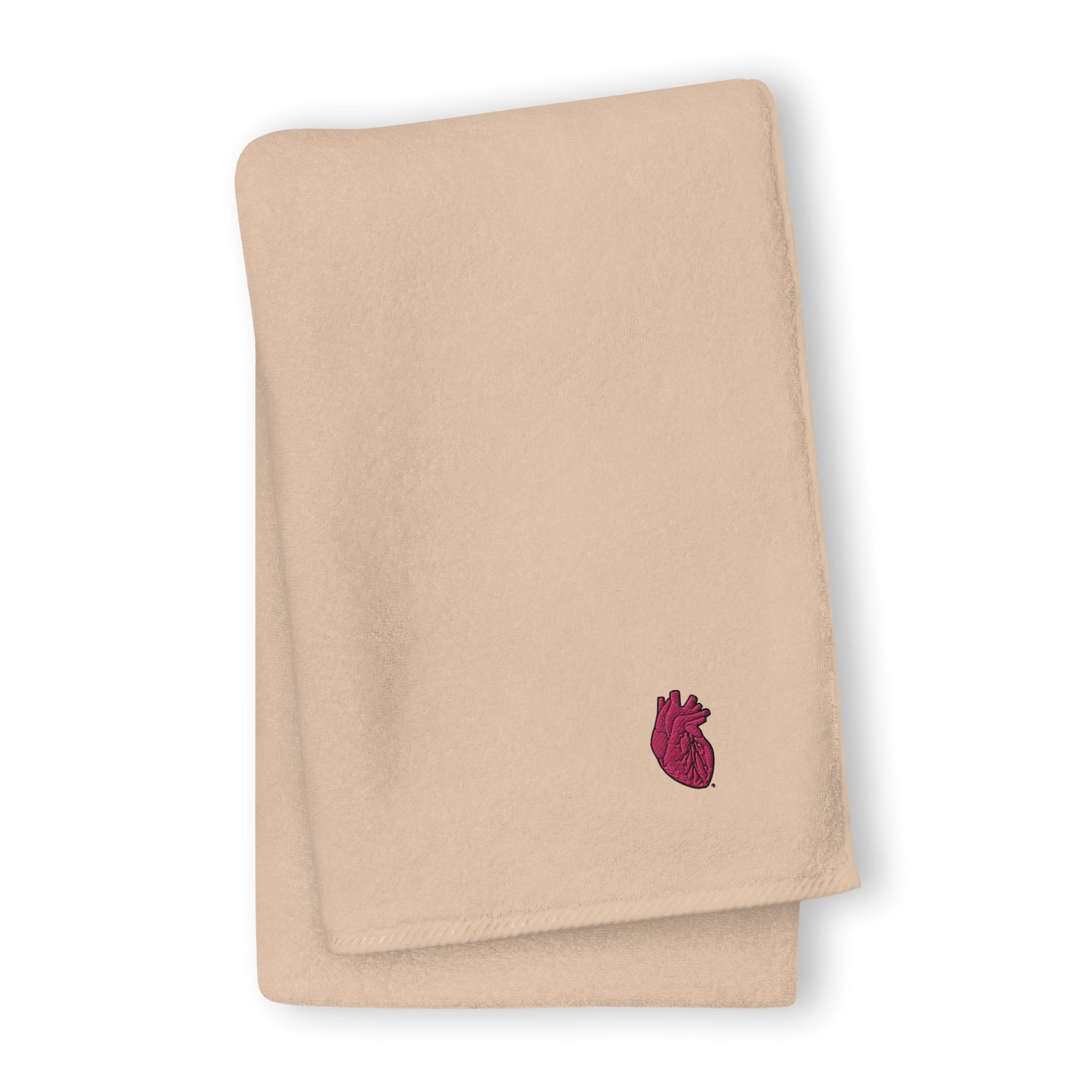 Iconic Heart Embroidered Turkish cotton towel -Pink & Black