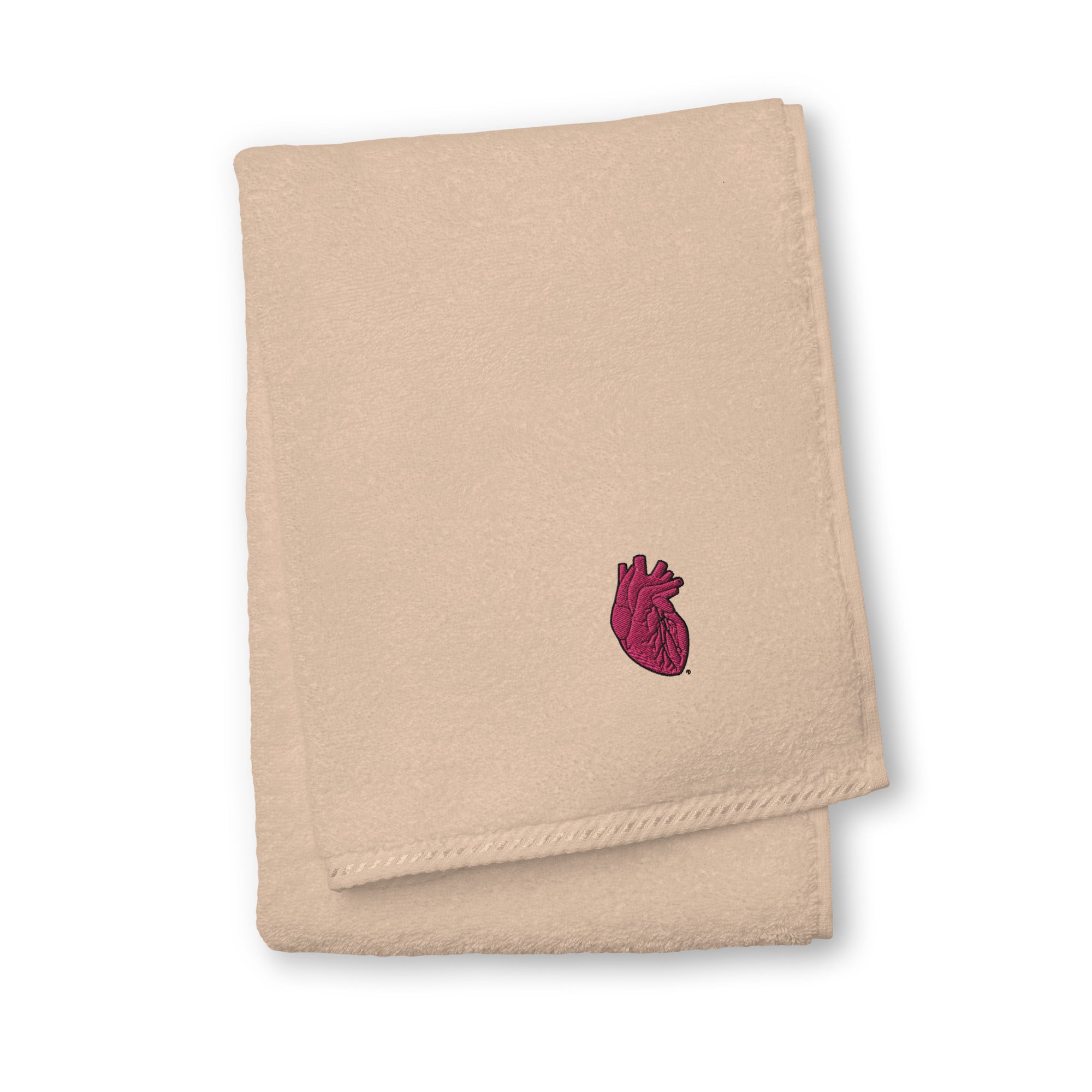 Iconic Heart Embroidered Turkish cotton towel -Pink & Black