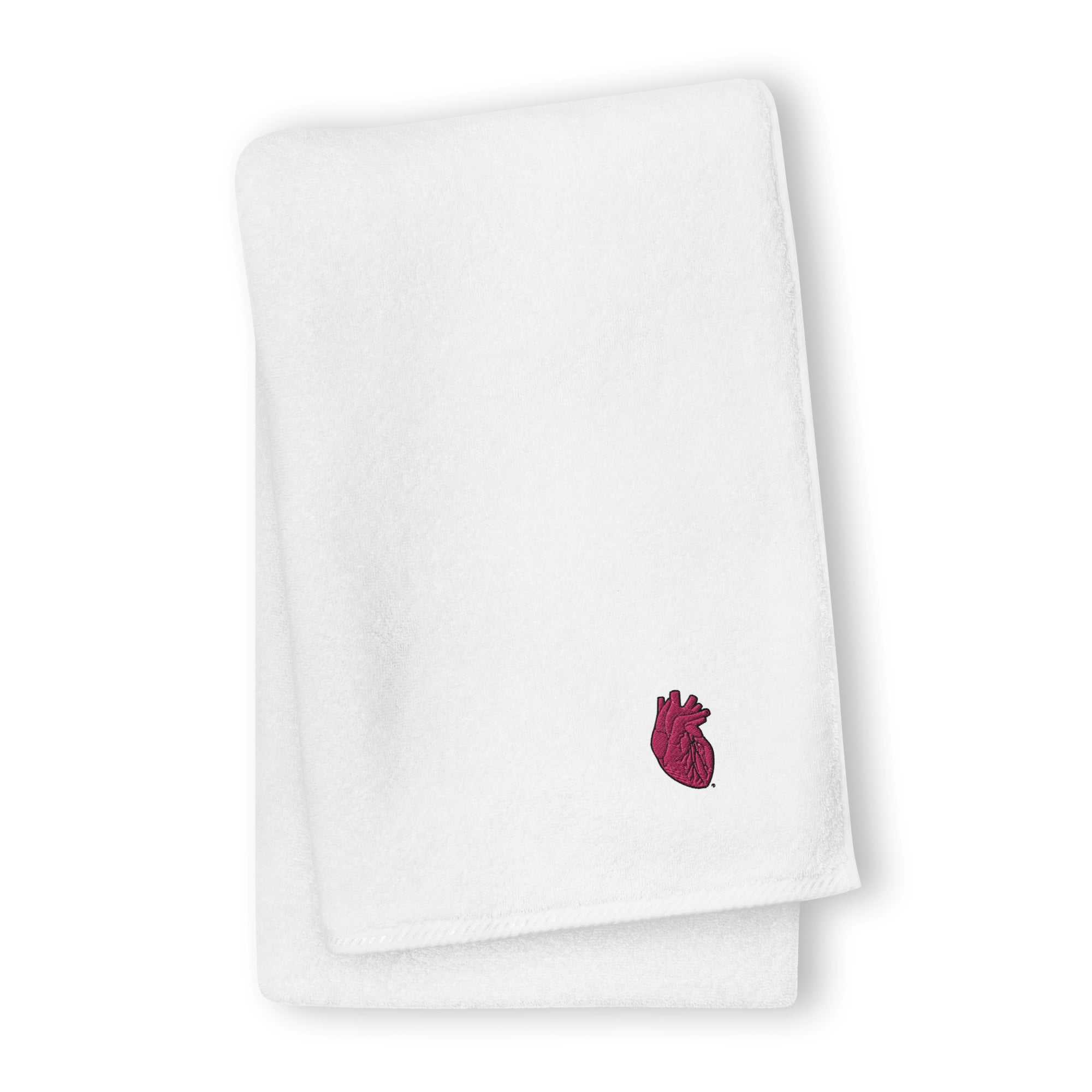 Iconic Heart Embroidered Turkish cotton towel -Pink & Black