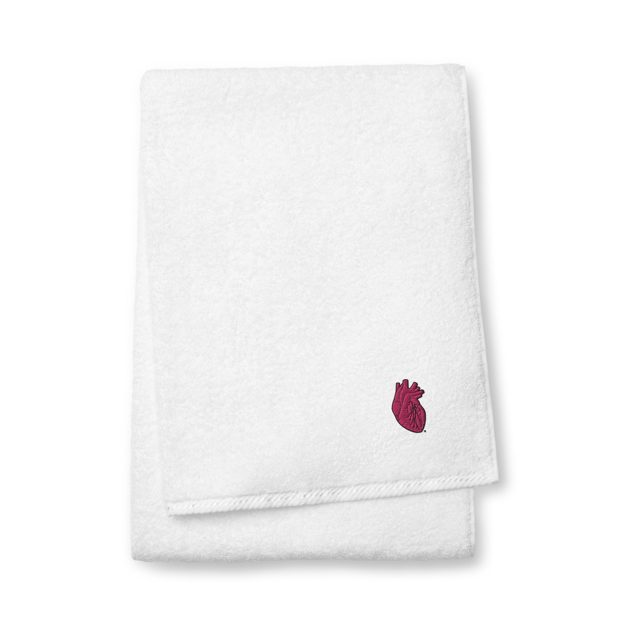 Iconic Heart Embroidered Turkish cotton towel -Pink & Black