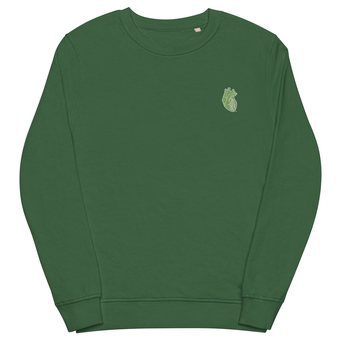 Embroidered Green&White Heart Unisex organic sweatshirt