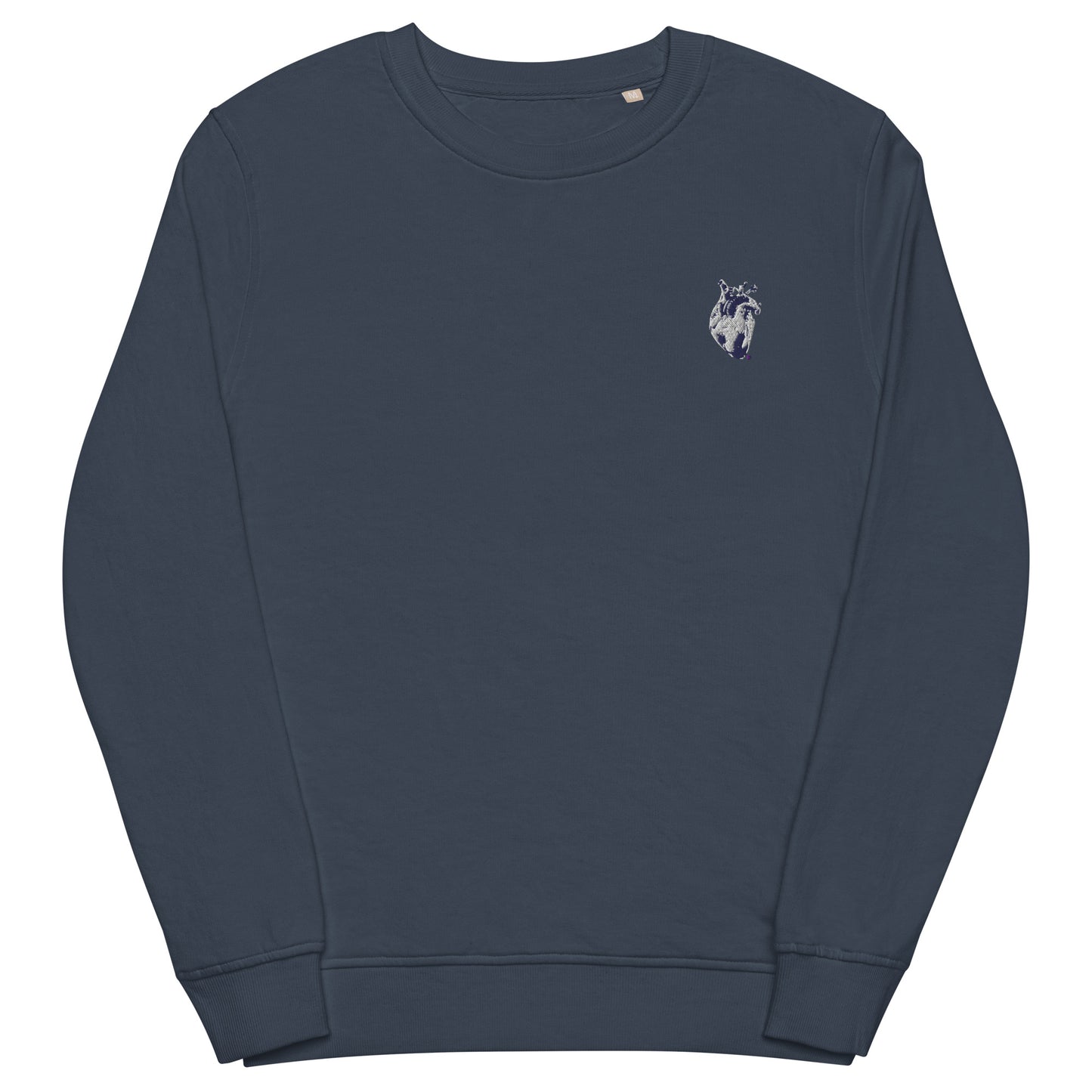 Embroidered Navy&White Heart #2 Unisex organic sweatshirt