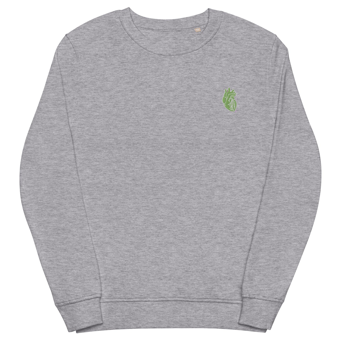 Embroidered Green&White Heart Unisex organic sweatshirt