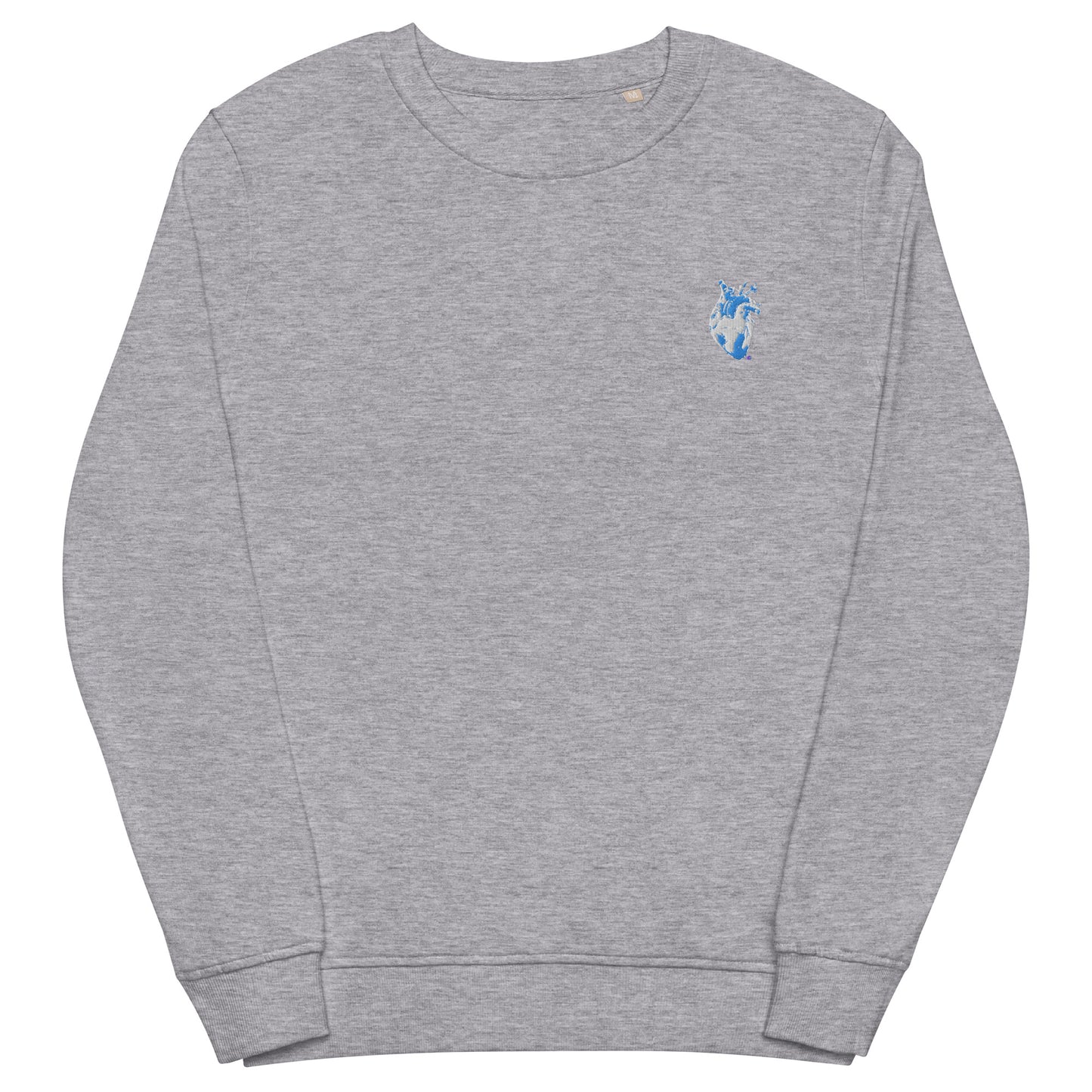 Embroidered Blue&White Heart #2 Unisex organic sweatshirt