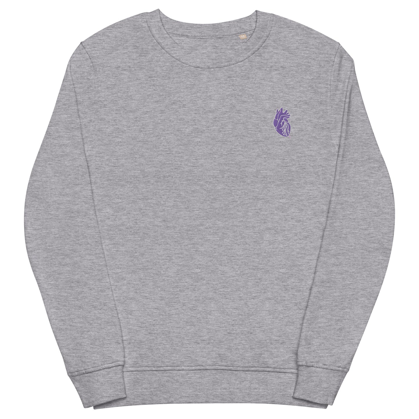 Embroidered Purple&White Heart Unisex organic sweatshirt