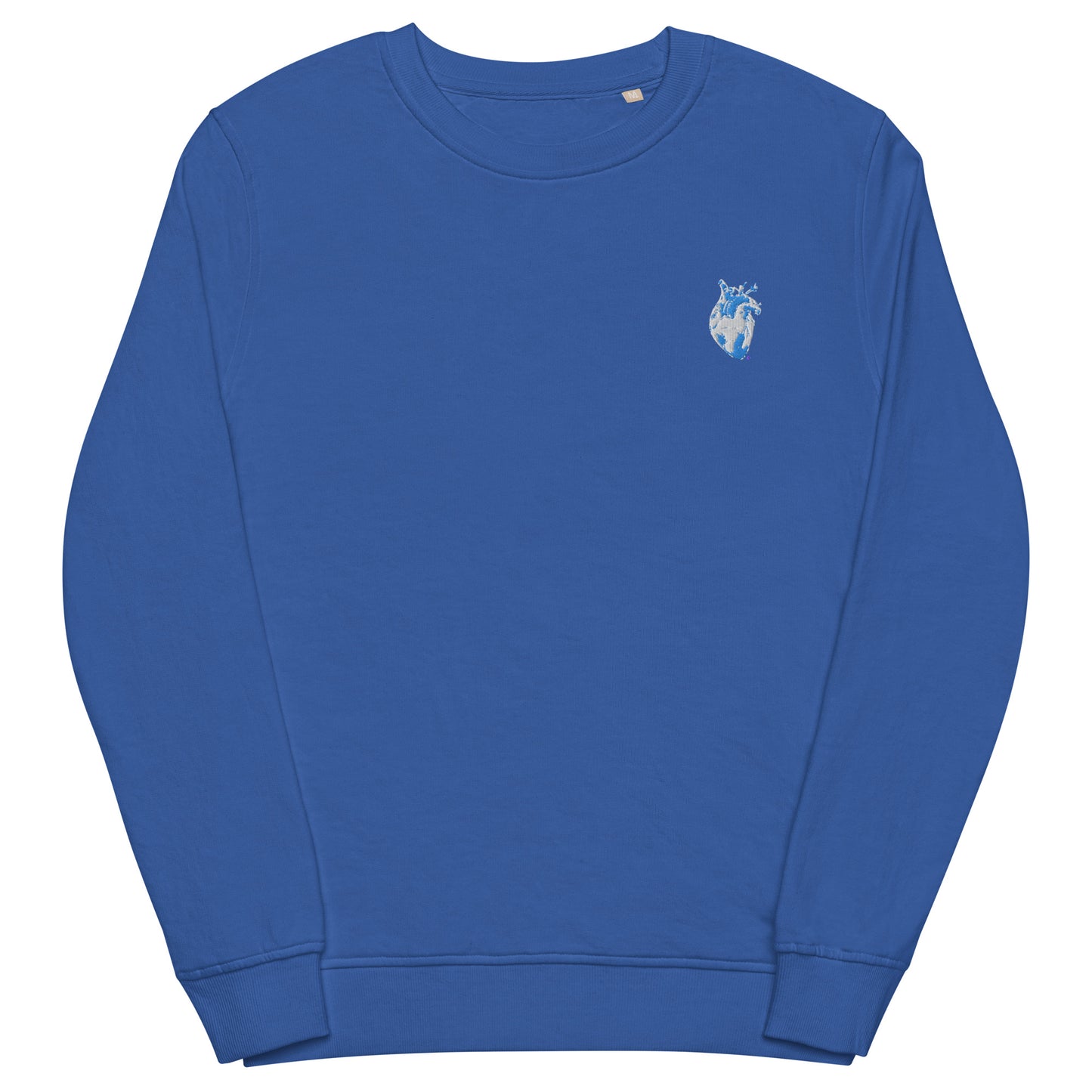 Embroidered Blue&White Heart #2 Unisex organic sweatshirt