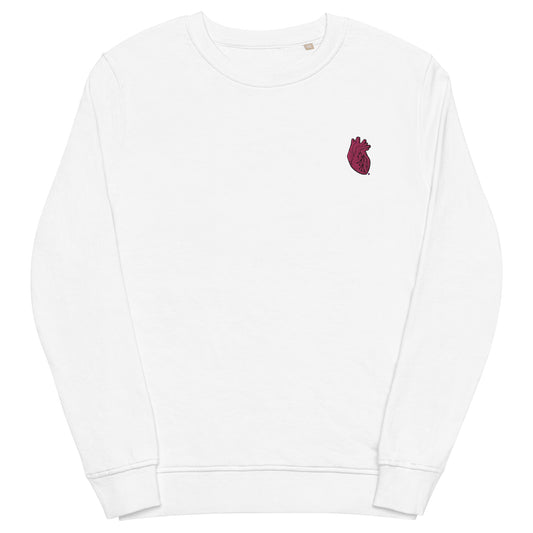 Embroidered Pink Heart Unisex organic sweatshirt