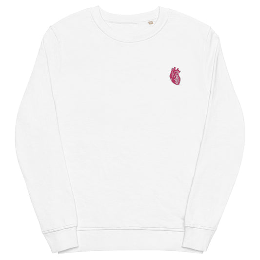 Embroidered Pink&White Heart Unisex organic sweatshirt