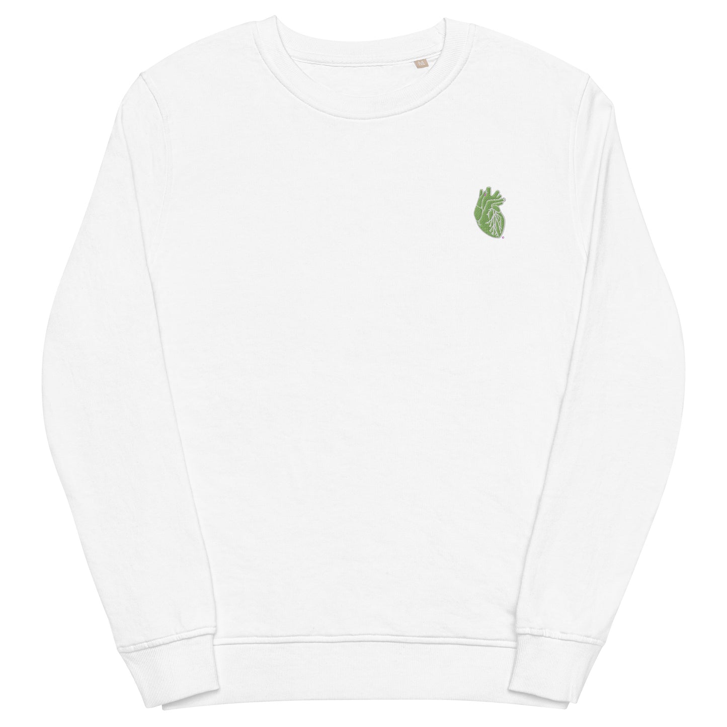 Embroidered Green&White Heart Unisex organic sweatshirt