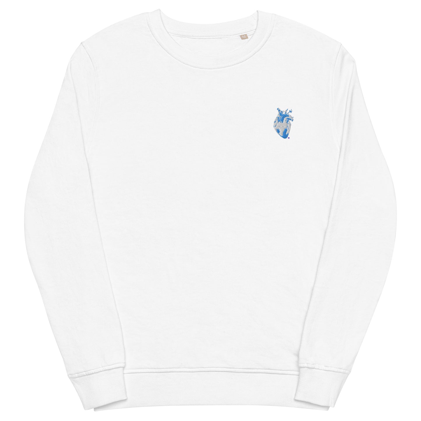 Embroidered Blue&White Heart #2 Unisex organic sweatshirt