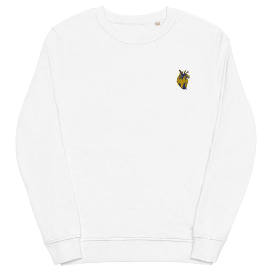 Embroidered Gold&Navy Heart #2 Unisex organic sweatshirt