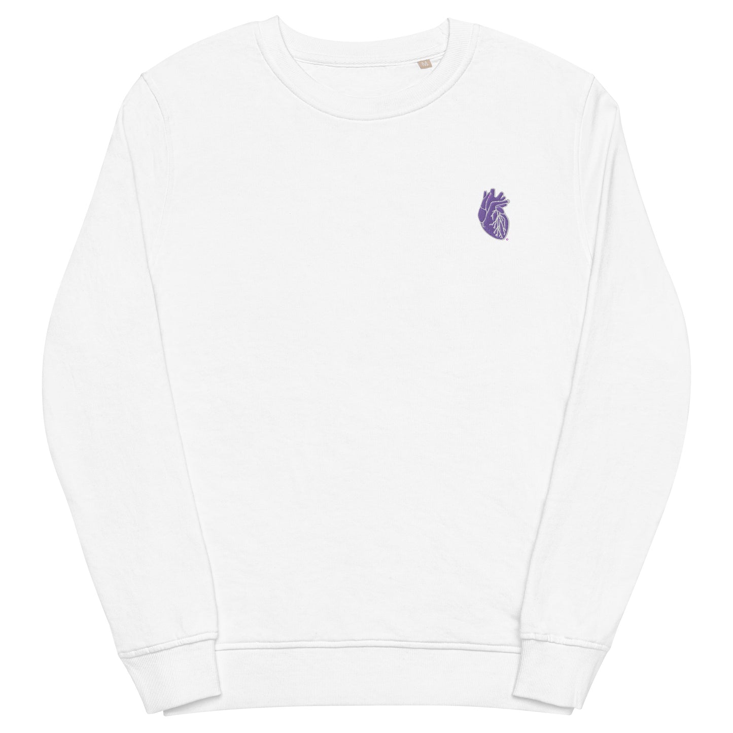 Embroidered Purple&White Heart Unisex organic sweatshirt